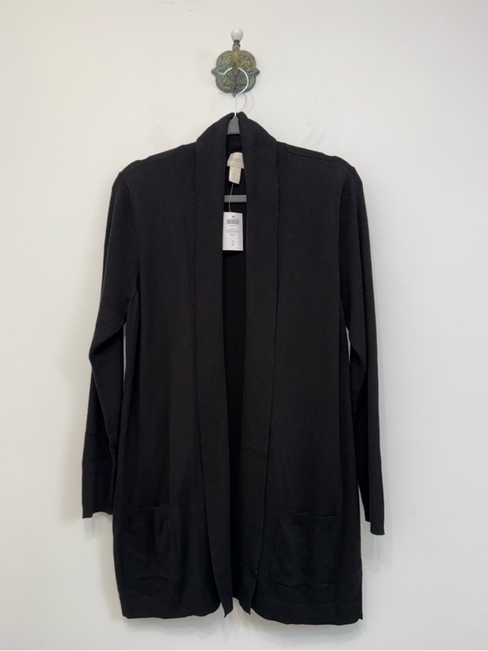 Chico's Black Boyfriend Open Front Cardigan Women's Large Chico's 2 NWT